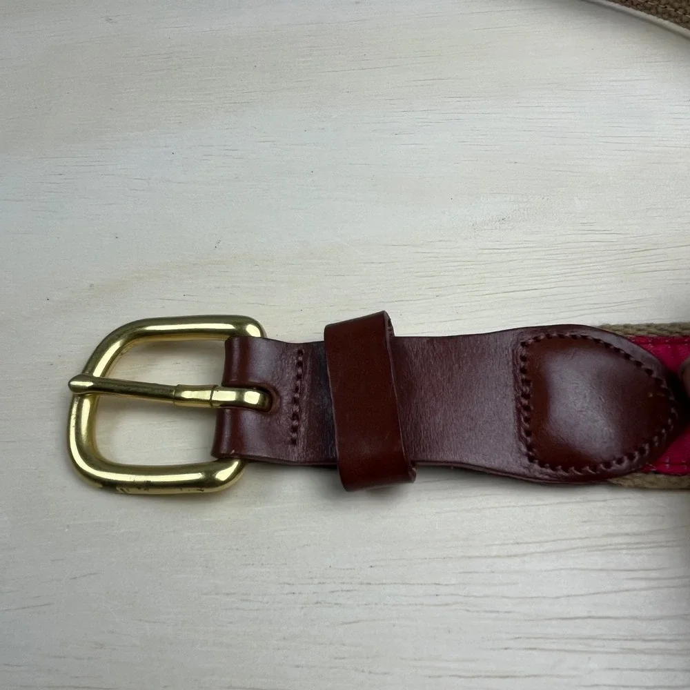 Leather Man Ltd Mens Red Swordfish Marlin Surcingle Belt Leather Brass Size 42
